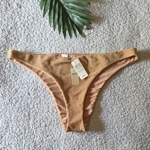 NWT Aerie Lurex Glitter Sparkle Cheekiest Bikini Bottom in Beach Dune